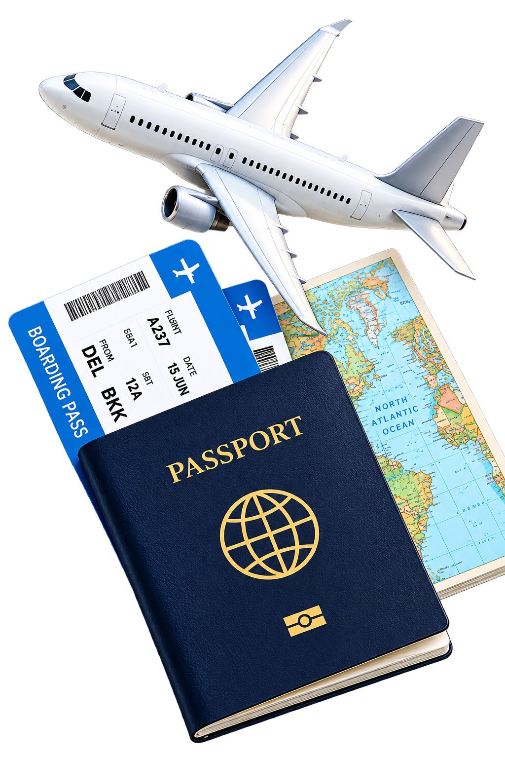 Travel - Airplane Passport and Boarding Pass